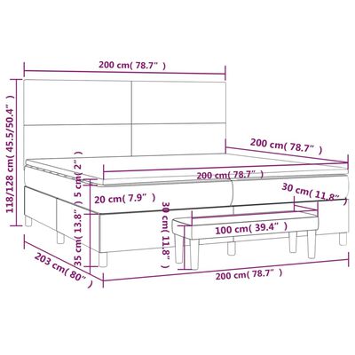 vidaXL Giroletto a Molle con Materasso Grgio 200x200 cm in Similpelle