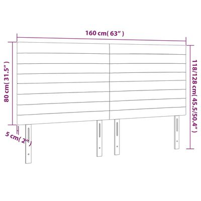 vidaXL Testiera a LED GrigioScuro 160x5x118/128cm inTessuto