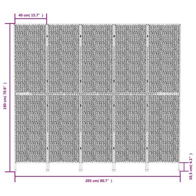 vidaXL Divisorio Ambienti 5Pannelli Marrone 205x180cm Giacinto d'Acqua