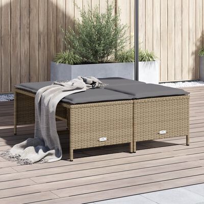 vidaXL Sgabelli da Giardino con Cuscini 4 pz Beige in Polyrattan