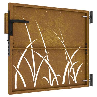 vidaXL Cancello da Giardino 85x100 cm in Acciaio Corten Design Erba