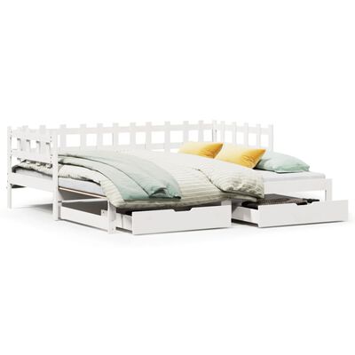 vidaXL Dormeuse Letto Estraibile e Cassetti Bianca 80x200cm Legno Pino