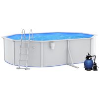 vidaXL Piscina con Pompa Filtro a Sabbia e Scaletta 490x360x120 cm