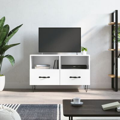 vidaXL Mobile Porta TV Bianco Lucido 80x36x50 cm in Legno Multistrato