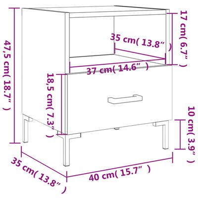 vidaXL Comodino Bianco Lucido 40x35x47,5 cm in Legno Multistrato