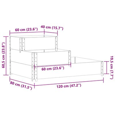 vidaXL Fioriera Rialzata a 3 Livelli Nera 120x80 cm Legno di Pino