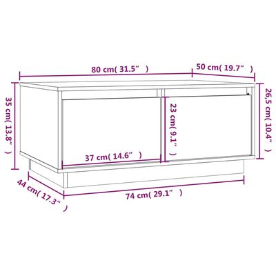 vidaXL Tavolino da Salotto ambra 80x50x35 cm Legno Massello di Pino