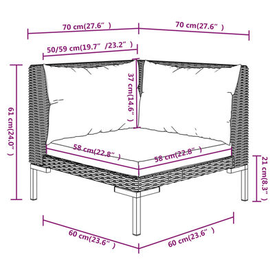 vidaXL Divani da Giardino 12 pz con Cuscini in Polyrattan Grigio Scuro