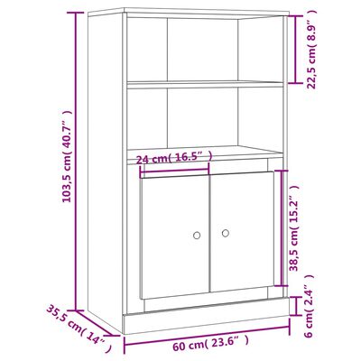 vidaXL Credenza Bianco Lucido 60x35,5x103,5 cm in Legno Multistrato