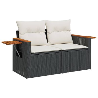 vidaXL Set Divani da Giardino 9 pz con Cuscini Nero in Polyrattan