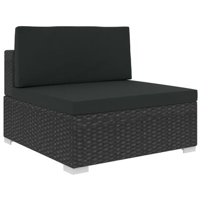 vidaXL Set Divani da Giardino 8 pz con Cuscini in Polyrattan Nero