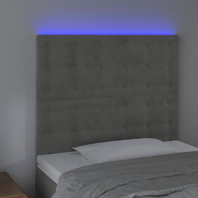 vidaXL Testiera a LED Grigio Chiaro 100x5x118/128 cm in Velluto