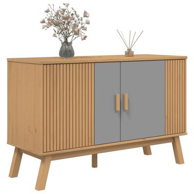 vidaXL Credenza OLDEN Grigia e Marrone 114x43x73,5 cm Massello di Pino