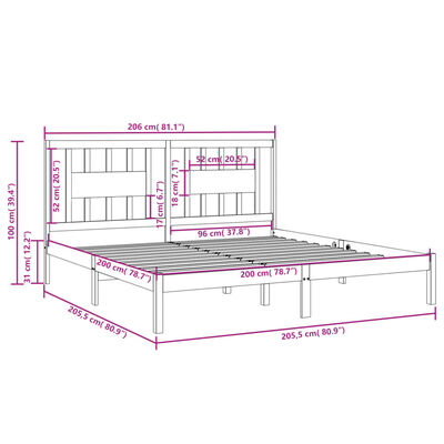 vidaXL Giroletto Bianco in Legno Massello di Pino 200x200 cm