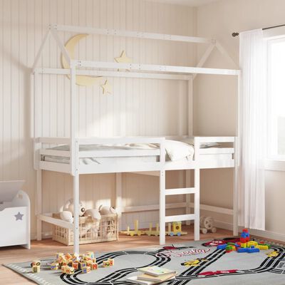 vidaXL Tetto Letto Bambini Bianco 207x80,5x151,5cm Legno Massello Pino