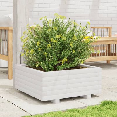 vidaXL Fioriera da Giardino Bianca 60x60x26,5cm Legno Massello di Pino