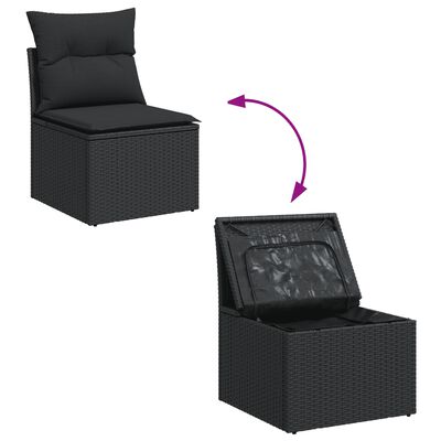 vidaXL Set Divani da Giardino con Cuscini 8 pz Nero in Polyrattan