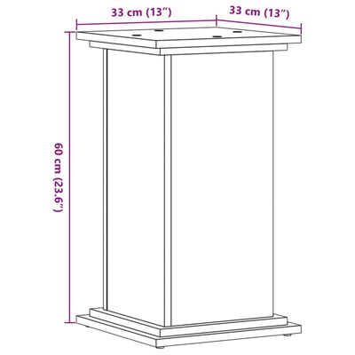 vidaXL Supporto per Piante Rovere Fumo 33x33x60 cm Legno Multistrato