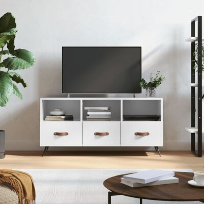 vidaXL Mobile Porta TV Bianco Lucido 102x36x50 cm in Legno Multistrato