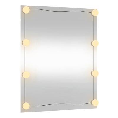 vidaXL Specchio da Parete con Luci LED 50x60 cm Vetro Rettangolare