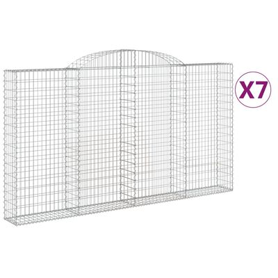 vidaXL Cesti Gabbioni ad Arco 7 pz 300x30x160/180 cm Ferro Zincato