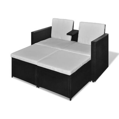 vidaXL Set Divani da Giardino 4 pz con Cuscini in Polyrattan Nero