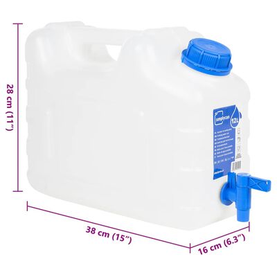 vidaXL Contenitore Acqua con Rubinetto Trasparente 10 L in Plastica