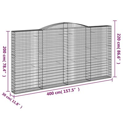 vidaXL Cesti Gabbioni ad Arco 2 pz 400x30x200/220 cm Ferro Zincato