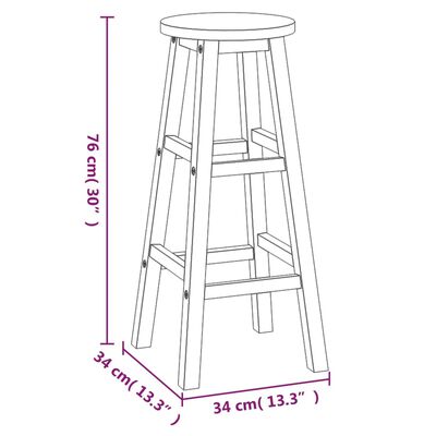 vidaXL Set da Bar da Giardino 7 pz in Legno Massello di Acacia