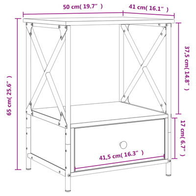 vidaXL Comodini 2 pz Grigio Sonoma 50x41x65 cm in Legno Multistrato