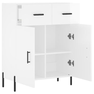 vidaXL Credenza 69,5x34x90 cm in Legno Multistrato Bianco Lucido