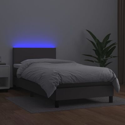 vidaXL Giroletto Molle con Materasso e LED Grigio 90x190cm Similpelle