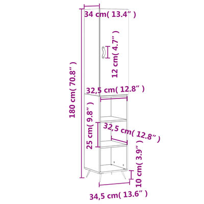 vidaXL Credenza Rovere Sonoma 34,5x34x180 cm in Legno Multistrato