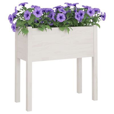 vidaXL Fioriera da Giardino Bianca 70x31x70 cm Legno Massello di Pino