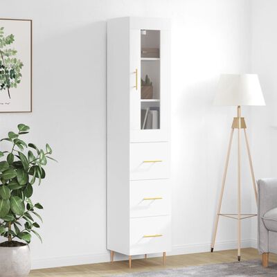 vidaXL Credenza Bianca 34,5x34x180 cm in Legno Multistrato