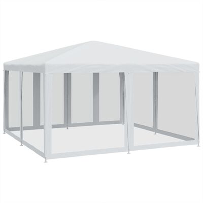 vidaXL Tenda per Feste con 8 Pareti Laterali in Rete Bianco 4x4 m HDPE