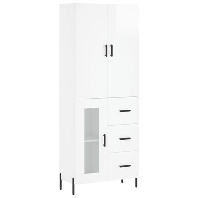 vidaXL Credenza Bianco Lucido 69,5x34x180 cm in Legno Multistrato