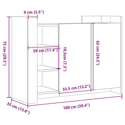 vidaXL Credenza Rovere Sonoma 100x35x75 cm in Legno Multistrato