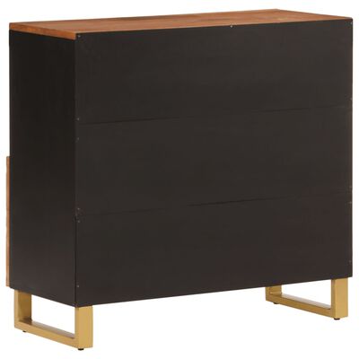 vidaXL Credenza Marrone e Nera 80x33,5x75cm in Legno Massello di Mango