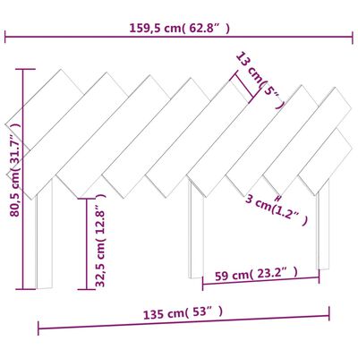 vidaXL Testiera per Letto Bianca 159,5x3x80,5cm Legno Massello di Pino