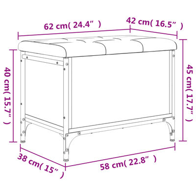 vidaXL Panca Portaoggetti Grigio Sonoma 62x42x45 cm Legno Multistrato