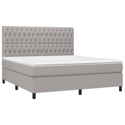 vidaXL Letto a Molle Materasso e LED Grigio Chiaro 180x200 cm Tessuto