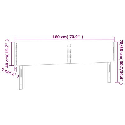 vidaXL Testiera a LED Grigio Scuro 180x5x78/88 cm in Tessuto