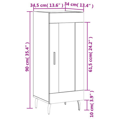 vidaXL Credenza Rovere Sonoma 34,5x34x90 cm in Legno Multistrato