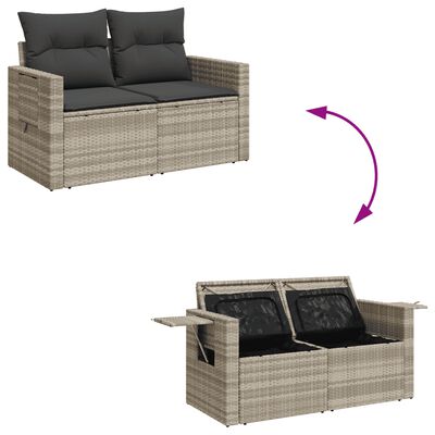 vidaXL Set Divano da Giardino 9pz con Cuscini Grigio Chiaro Polyrattan