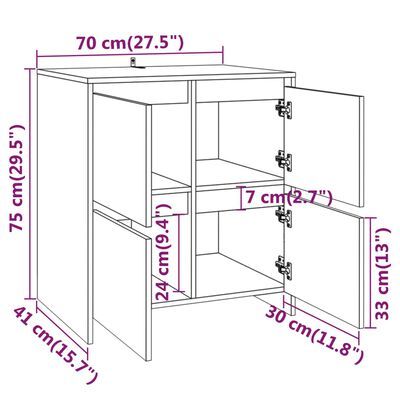 vidaXL Credenza Bianca 70x41x75 cm in Truciolato