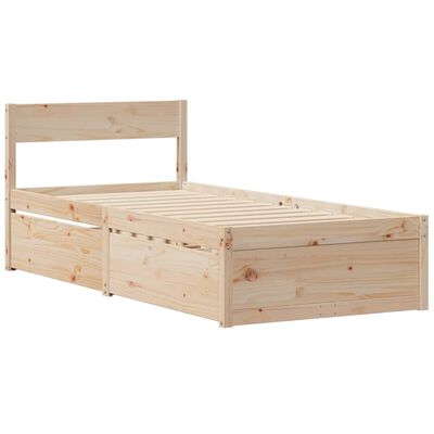 vidaXL Letto con Cassetti e Materasso 90x200 cm Legno Massello di Pino