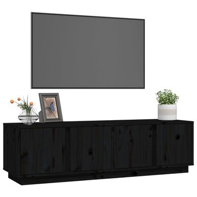 vidaXL Mobile Porta TV Nero 140x40x40 cm in Legno Massello di Pino