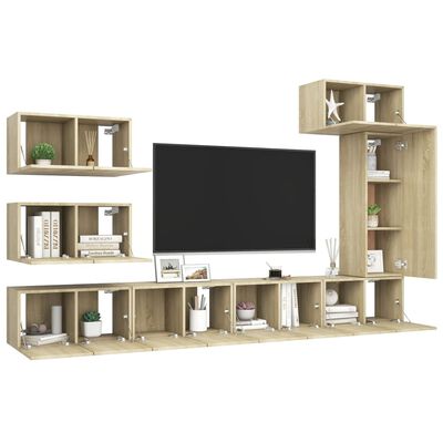 vidaXL Set di Mobili Porta TV 8 pz Rovere Sonoma in Legno Multistrato