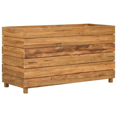 vidaXL Letto Rialzato 100x40x55 cm Legno di Teak di Recupero e Acciaio